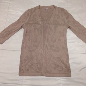 Chico's Tonal Jacquard Open Front Cardigan Size 0 Beige